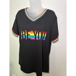 Unbranded "Be You" Rainbow Pride V-Neck T-Shirt, Size XL